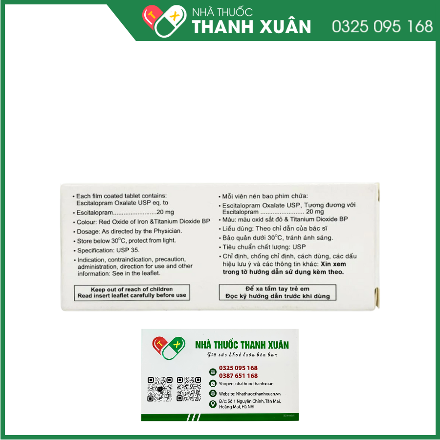 Escivex 20 điều trị các giai đoạn trầm cảm nặng